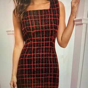 Red classic tweed dress